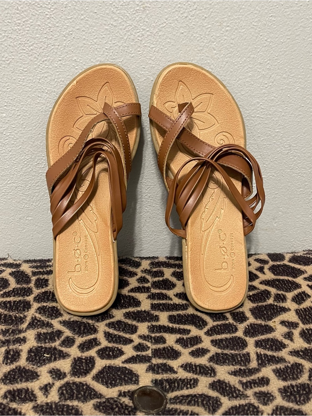 BOC By Born Concepts Toe Loop Sandals Brown Summer Comfort Womens 7